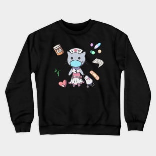 Nurse cat with hospital inspired items Crewneck Sweatshirt